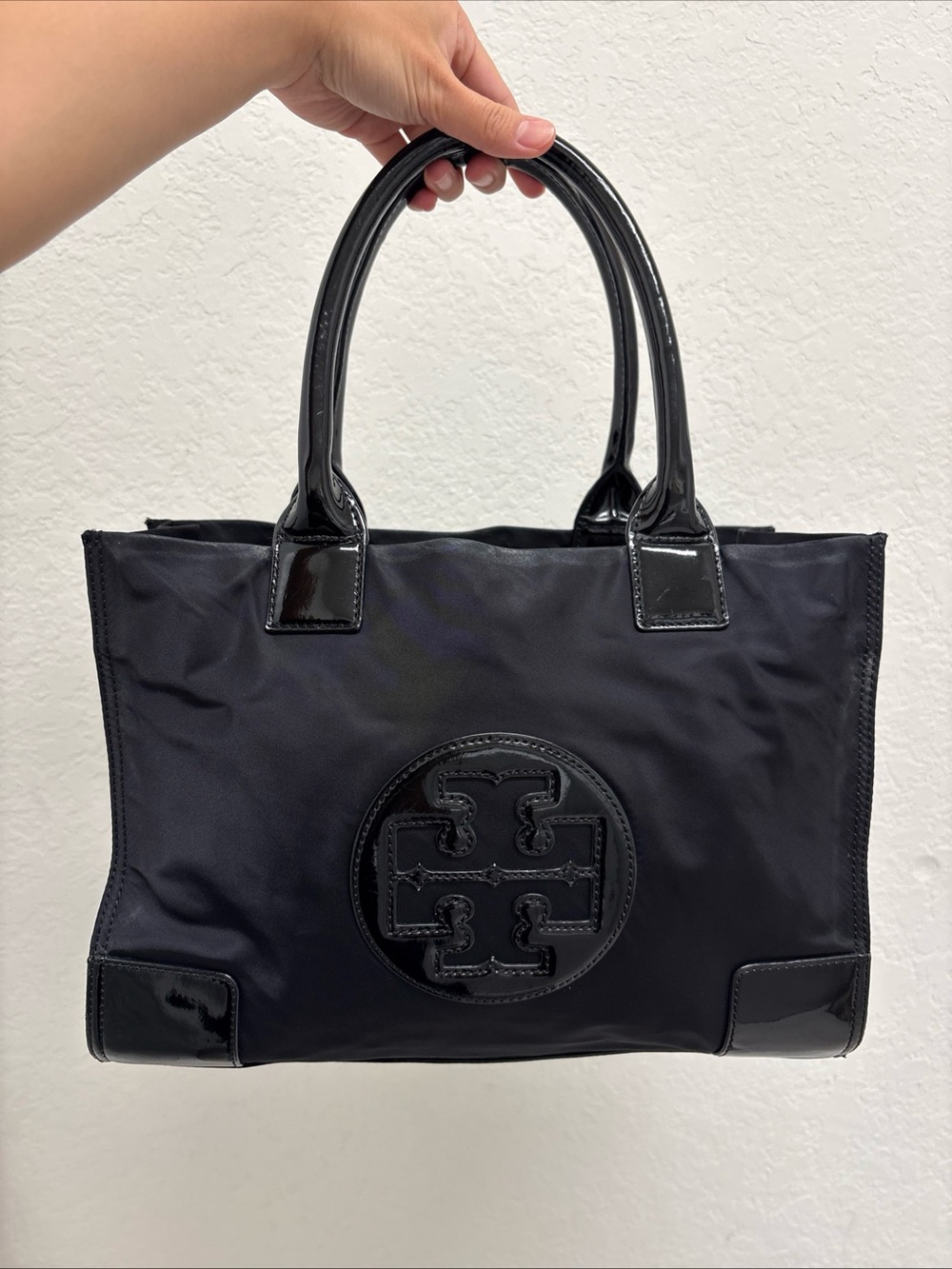 Tory Burch Black Nylon Tote Bag 13x5x9.5 Inches